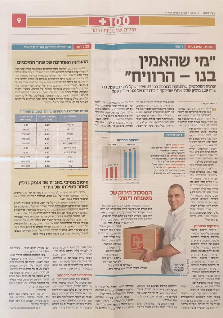 מי שהאמין בנו – הרוויח